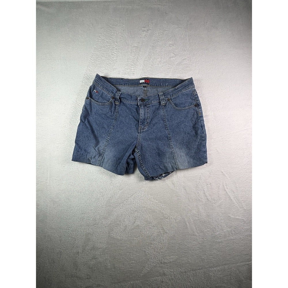 vtg Tommy Hilfiger Tommy Jeans Denim Shorts Women sz 13 Blue Dark Wash 90s Y2K